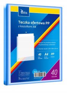 Teczka ofertowa A4 PP + 40 koszulek niebieska BT630-N40 tetis 1