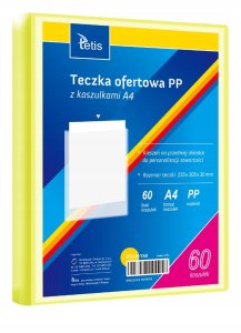 Teczka ofertowa A4 PP + 60 koszulek żółta BT630-Y60 tetis 1