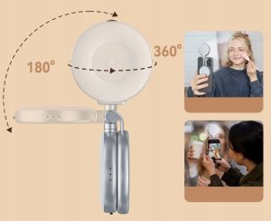 Lampa Led + Lusterko Na Magnes Telefon Smartfon Zdjęć Selfie Vlog Telesin / C03 8