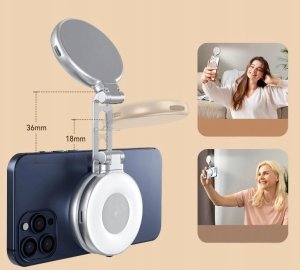 Lampa Led + Lusterko Na Magnes Telefon Smartfon Zdjęć Selfie Vlog Telesin / C03 9