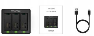Ładowarka Usb Na Trzy 3x Bateria Akumulator Do Gopro Hero 13 Black Telesin / S0-bcg-13-tgp / S0-bcg-12-tgp 7