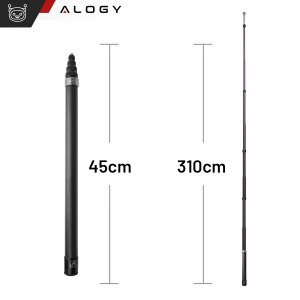 Teleskopowy kijek Selfie Stick Alogy do GoPro/DJI/Insta - 45-310cm - 3 metry 4
