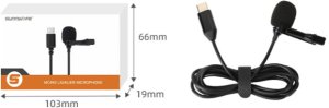 MIKROFON KRAWATOWY Z KLIPSEM USB C DO DJI OSMO POCKET 3 / DJI OSMO ACTION 5 4 3 2 9