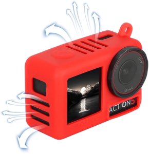 POKROWIEC FUTERAŁ CASE ETUI OSŁONA SILIKONOWA + PASEK SMYCZ DO DJI OSMO ACTION 5 PRO - RED 2