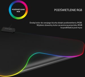 Rampage podkładka gamingowa pod klawiaturę i mysz 30x80cm, RGB, czarna (MP-24 RGB) 10