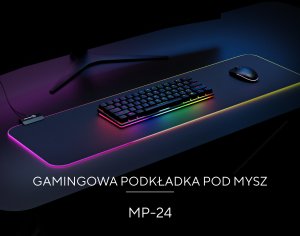 Rampage podkładka gamingowa pod klawiaturę i mysz 30x80cm, RGB, czarna (MP-24 RGB) 6