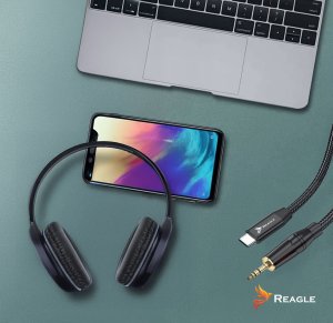 Kabel USB Reagle USB-C - mini Jack 3.5 mm 2 m Czarny 9