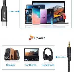 Kabel USB Reagle USB-C - mini Jack 3.5 mm 1 m Czarny 2