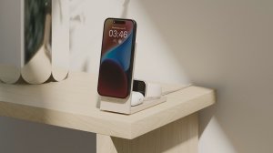 Ładowarka Native Union Rise 3-in-1 INT Qi2 Wireless Charger - bezprzewodowa ładowarka Qi2 15W do trzech urządzeń kompatybilna z MagSafe, adapter oraz wtyczki EU i UK w zestawie (sandstone) 3