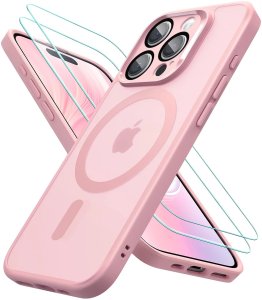 3w1 Zestaw Etui Hybrydowe + Szkło do Apple iPhone 16 Pro obudowa ochronna Hybrydowe MagSafe z ochroną obiektywu case + 2x Szkło hartowane ochronne na telefon Alogy 3in1 Case Pack Różowe 1