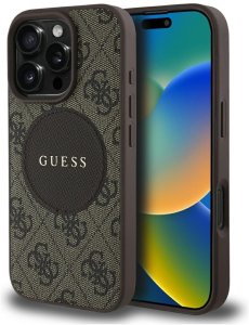 Etui Guess 4G Circle Classic Logo        MagSafe do iPhone 16 Pro brązowy 1