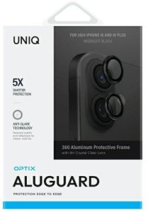 UNIQ Optix Aluminium Camera LensProtector iPhone 16 6.1" / 16 Plus 6.7" midnight black szkło na obiektyw aparatu z aplikatorem 2