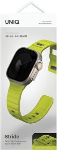 UNIQ pasek Stride Apple Watch Series1/2/3/4/5/6/7/8/9/SE/SE2/Ultra/Ultra 2 42/44/45/49mm FKM Rubber Strap limonkowy/lime green 3