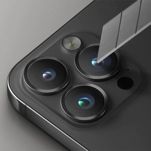 UNIQ Optix Aluminium Camera Lens Protector iPhone 16 Pro 6.3" / 16 Pro Max 6.9" titanium grey szkło na obiektyw aparatu z aplikatorem 5