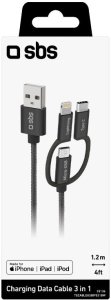 Kabel USB SBS Mobile USB-A - microUSB 1.2 m Czarny (TECABLEUSBIP531BW) 2