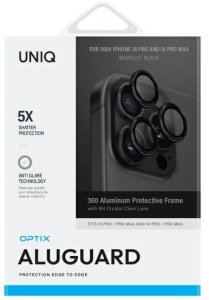 UNIQ Optix Aluminum Camera LensProtector iPhone 16 Pro 6.3" / 16 Pro Max 6.9" midnight black glass 2