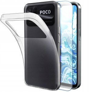 Etui Do Xiaomi Poco C40 (Przezroczyste, Silikonowe, Ochronne)   Szkło 9H 1