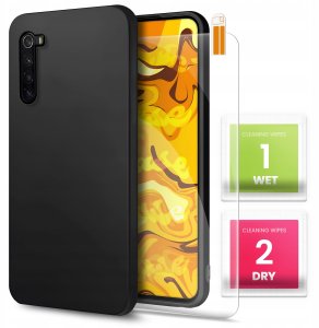 ETUI DO XIAOMI REDMI NOTE 8 OBUDOWA CZARNE MATOWE SILIKON POKROWIEC   SZKŁO 1
