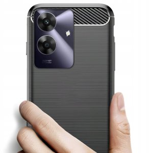 Hello Case Etui do Realme Note 60 (Czarne, Pancerne, Karbon, Case, Pokrowiec)   SZKŁO 2