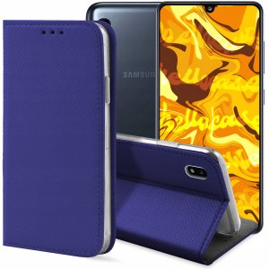 ETUI Z KLAPKĄ DO SAMSUNG GALAXY A10 GRANATOWE ZAMYKANE MAGNETYCZNE KABURA 1