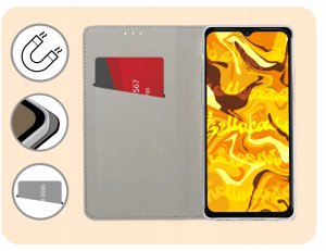 ETUI Z KLAPKĄ DO SAMSUNG GALAXY A21S GRANATOWE ZAMYKANE MAGNETYCZNE KABURA 3