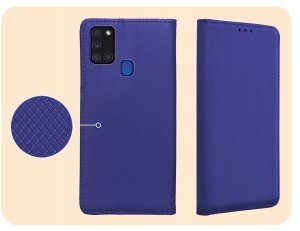 ETUI Z KLAPKĄ DO SAMSUNG GALAXY A21S GRANATOWE ZAMYKANE MAGNETYCZNE KABURA 4