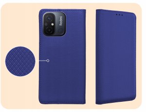ETUI Z KLAPKĄ DO XIAOMI REDMI 12C / 10C GRANATOWE ZAMYKANE MAGNETYCZNE CASE 4