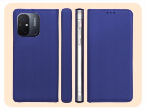 ETUI Z KLAPKĄ DO XIAOMI REDMI 12C / 10C GRANATOWE ZAMYKANE MAGNETYCZNE CASE 6