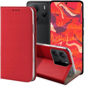 ETUI Z KLAPKĄ DO XIAOMI REDMI NOTE 14 5G CZERWONE ZAMYKANE MAGNETYCZNE CASE 1