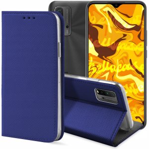 ETUI Z KLAPKĄ DO XIAOMI REDMI 9T GRANATOWE ZAMYKANE MAGNETYCZNE KABURA CASE 1