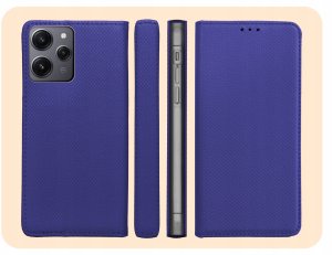 Hello Case ETUI Z KLAPKĄ DO XIAOMI REDMI 12 4G / 5G GRANATOWE ZAMYKANE MAGNETYCZNE 6