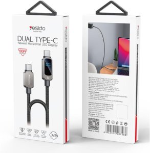 Kabel USB Yesido USB-C - USB-C 1.2 m Czarny 2