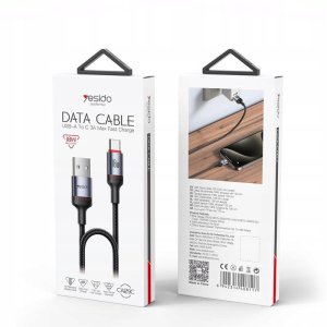 yesido Kabel CA129C 18W USB-Type-C 1.2m 2A, BLACK / CZARNY 2
