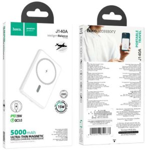 Powerbank Hoco HOCO powerbank 5000 mAh ultra-cienki kompatybilny z MagSafe PD QC 2A 20W J140A biały 2