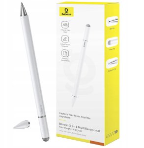 Stylus Baseus Smooth Writing III 3w1 rysik pasywny - wersja niemagnetyczna - biały 1