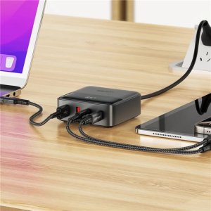 Stacja ładująca Acefast Z6 PD65W GaN (2 x USB-C + 2 x USB-A) z końcówką US - czarna 1