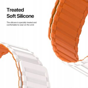 DUX DUCIS pasek KJ silikonowy do Apple Watch 42 / 44 / 45 / 49 mm srebrno pomarańczowy 3