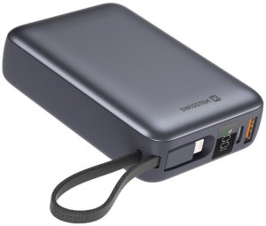 Swissten Power Bank 20000 mAh with Built-In Cables USB-C and Lightning 1