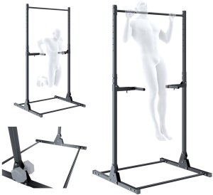 Wielofunkcyjny drążek treningowy stacjonarny UNDERFIT z uchwytami do dipów 4