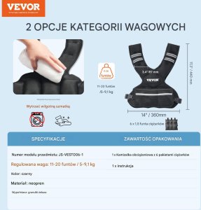 Regulowana kamizelka obciążeniowa 5-9 kg 2