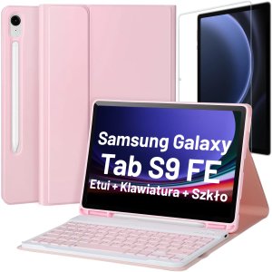 Etui z klawiaturą z miejscem na rysik do Samsung Galaxy Tab S9 FE 10.9" Alogy Keyboard Case Różowe + Szkło 1