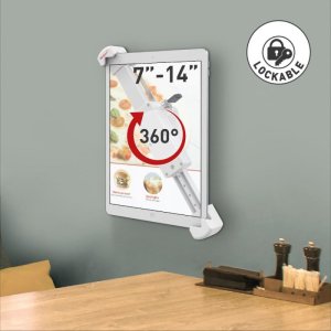 Uchwyt na Tablet 7-14 z Blokadą na Zamek Ścienny Obrotowy 360 Biały 3