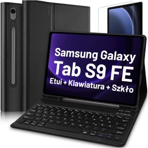 Etui z klawiaturą z miejscem na rysik do Samsung Galaxy Tab S9 FE 10.9" Alogy Keyboard Case Czarne + Szkło 1