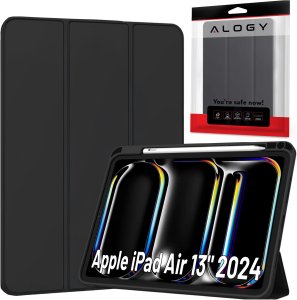 Etui ochronne z miejscem na rysik do Apple iPad Air 13" 2024/2025, iPad Pro 12.9"2018-2022 Alogy Book Cover Case obudowa na tablet Czarne 1