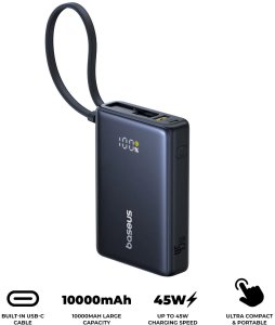 Powerbank Baseus PicoGo Digital Display 10000mAh 45W czarny 2
