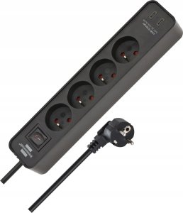 BRENNENSTUHL LISTWA ZASILAJĄCA “ECOLOR“ 4 GN 1,5M CZARNA 2XUSB-C 15,5W 1