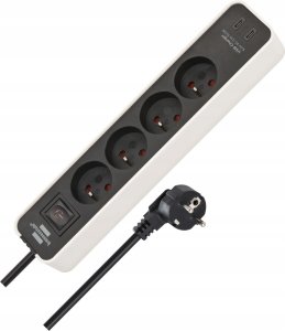 Listwa zasilająca Hama BRENNENSTUHL LISTWA ZASILAJĄCA “ECOLOR*“ 4 GN 1,5M BIAŁO-CZARNA, 2XUSB-C 15,5W 5