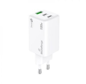 MediaRange Ladegerät 100W 3-Port 2x USB-C u. 1x USB-A, weiß 1