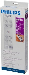 Philips Home Electronics Surge Protector SPN3080B/10, 900 J, 8 AC outlet(s), White, 2 m, 721.5 g, 160 mm 2
