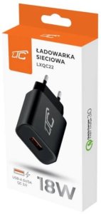 Ładowarka sieciowa LTC LXQC22, USB-A 3A QC 3.0 18W, czarna 2